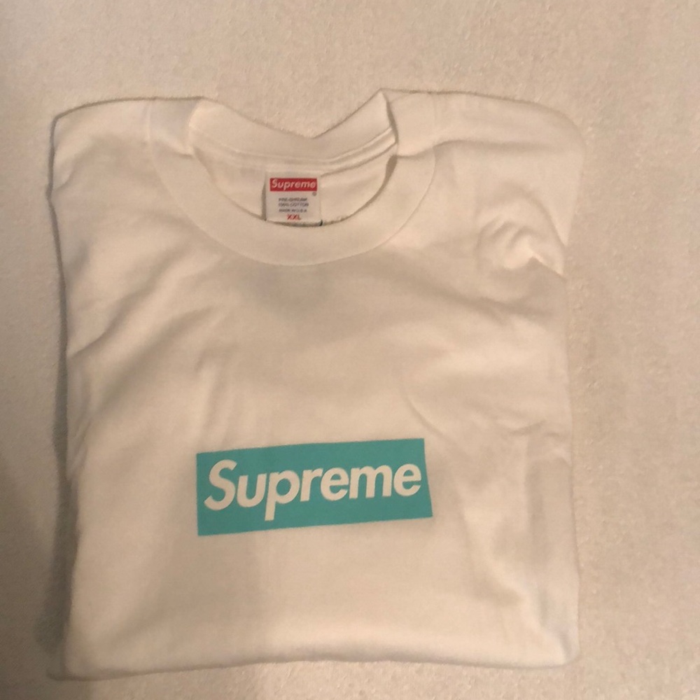 Supreme Tiffany Company Box LogoTee White Size 2XL. The Luxury Tee Of The World